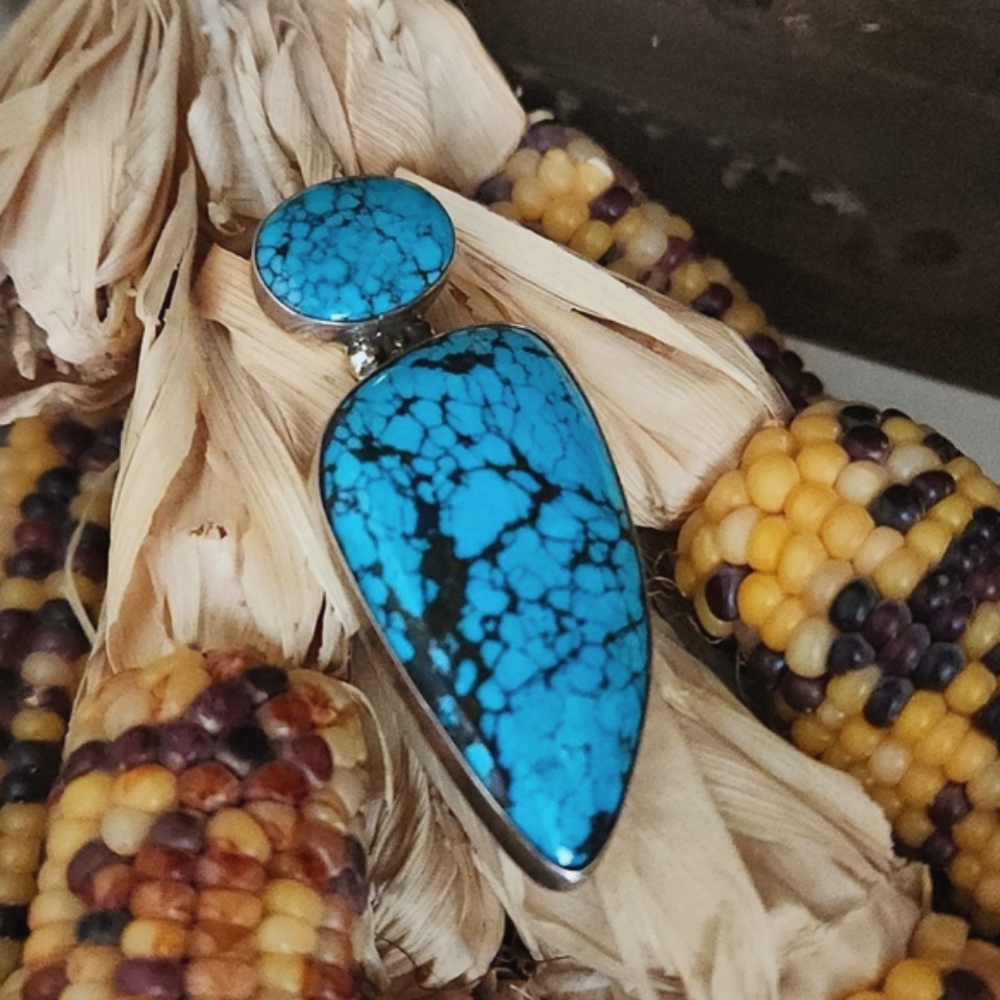 Incredible Large Native American Navajo Turquoise Pendant 💙